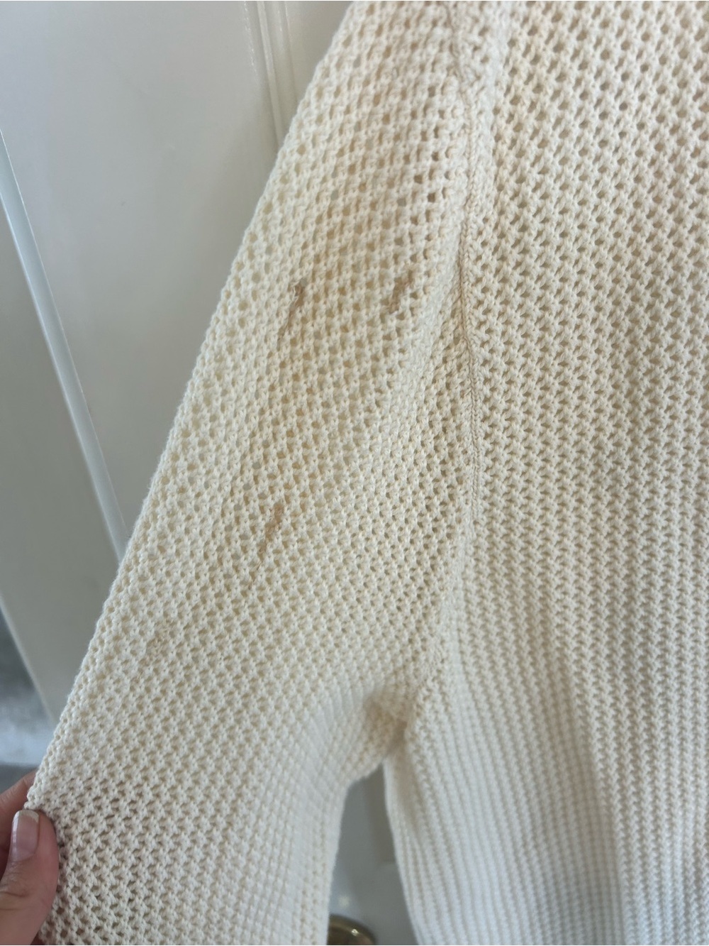 Madewell Cream Open-Knit Button Cardigan | Size L | Cozy Costal Grandma - Picture 4 of 5